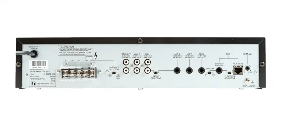 Mặt sau của tăng âm số liền mixer A-3224D