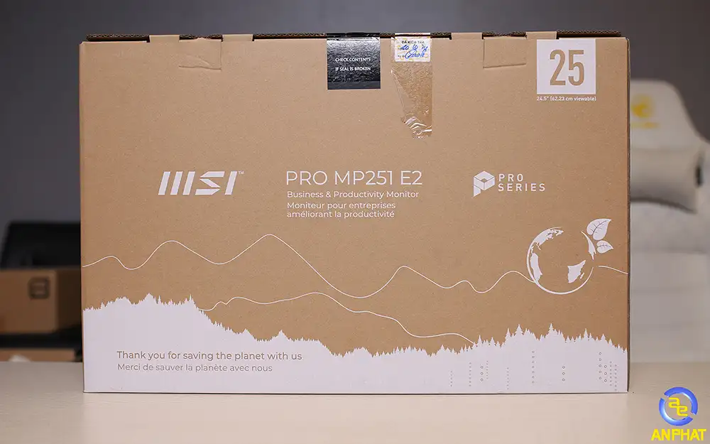 Màn Hình MSI PRO MP251 E2 (24.5 inch - FHD - IPS - 120Hz - 1ms - Speaker - EyesErgo) 22 Giải pháp đóng gói bền vững, lắp đặt dễ dàng