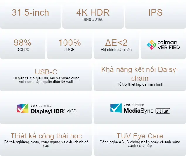 Màn Hình Đồ Họa ASUS ProArt PA329CRV (31.5 inch - IPS - 4K - 60Hz - 5ms) 2 Màn Hình Đồ Họa ASUS ProArt PA329CRV (31.5 inch - IPS - 4K - 60Hz - 5ms) - Ảnh 2