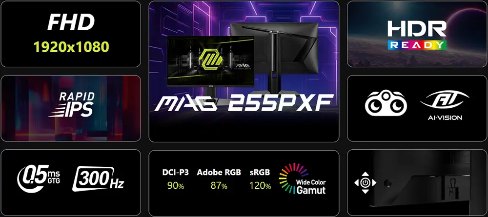 Màn hình MSI MAG 255PXF (24.5 inch - IPS - FHD - 300Hz - 0.5ms - SPEAKER) 4 Màn Hình Gaming MSI MAG 255PXF