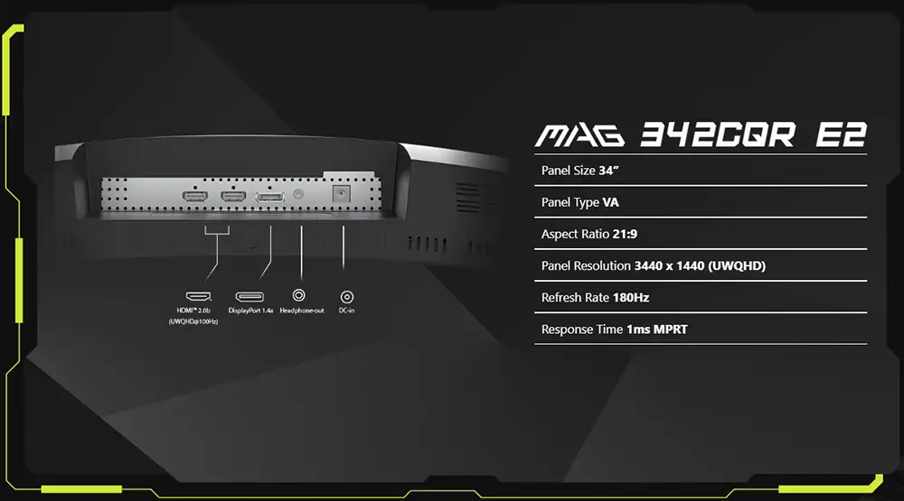 Màn Hình Gaming MSI MAG342CQR E2 (34 inch - VA - UWQHD - 180Hz - 1ms - Cong) 10 Màn Hình Gaming MSI MAG342CQR E2 (34 inch - VA - UWQHD - 180Hz - 1ms - Cong) - Ảnh 10