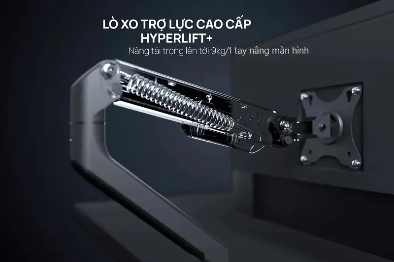 Giá Đỡ 2 Màn Hình Human Motion T6 Pro DUAL (17- 32 inch) Màu Trắng Bạc 2 T6 Pro - Dual sở hữu Lò Xo Trợ Lực Hyperlift+