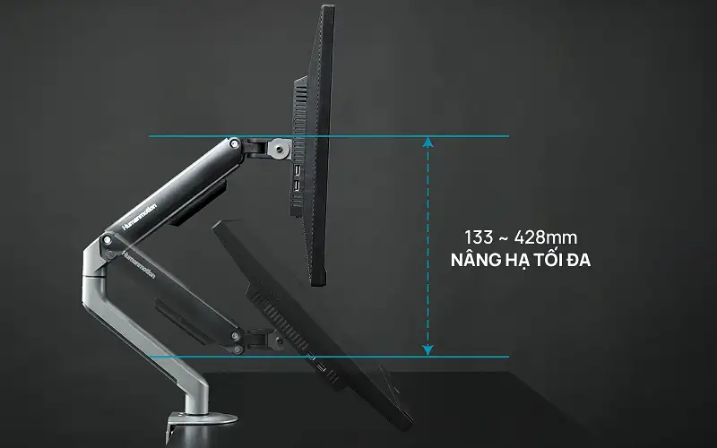 Giá Đỡ 2 Màn Hình Human Motion T6 Pro DUAL (17- 32 inch) Màu Đen Xám 7 Human Motion T6 Pro - Dual hỗ trợ nâng gập đa năng