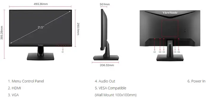 Màn Hình ViewSonic VA2214-H (21.5 inch - IPS - FHD - 100Hz - 4ms) 10 Màn Hình ViewSonic VA2214-H