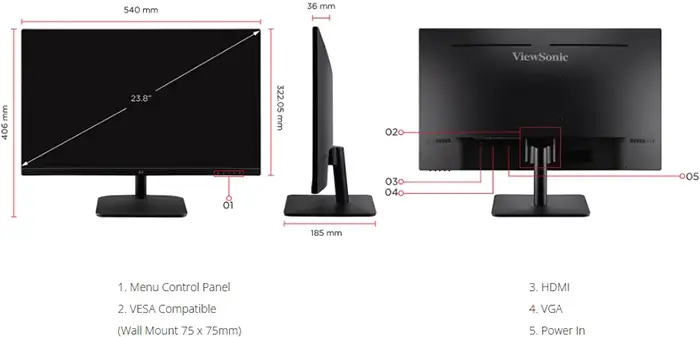 Màn Hình ViewSonic VA2432A-H (23.8 inch - IPS - FHD - 120Hz - 1ms) 10 Màn Hình ViewSonic VA2432A-H (23.8 inch - IPS - FHD - 120Hz - 1ms) - Ảnh 10