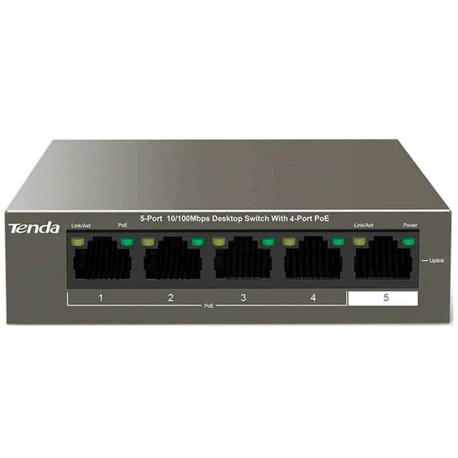 4-Port 10/100Mbps PoE Desktop Switch TENDA TEF1105P-4-63W
