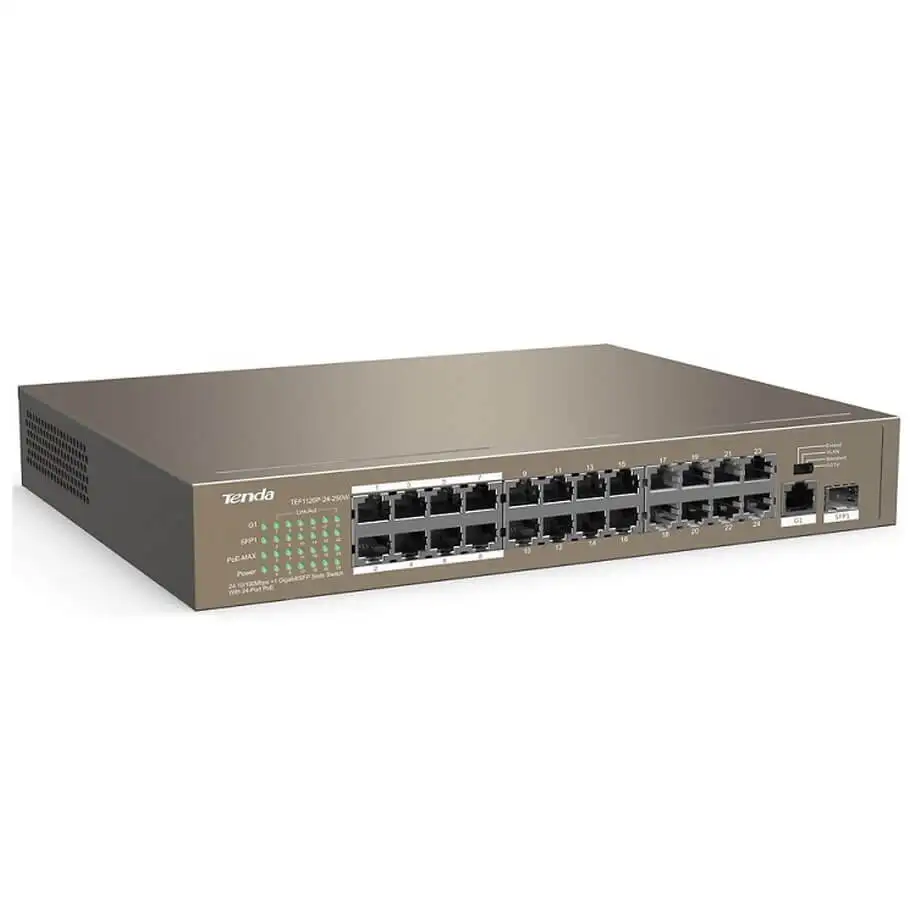 24-port 10/100Mbps PoE Switch TENDA TEF1126P-24-250W 1 24-port 10/100Mbps PoE Switch TENDA TEF1126P-24-250W