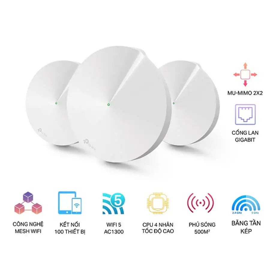 Hệ thống Wi-Fi Mesh AC1300 TP-LINK Deco M5 (3-Pack)