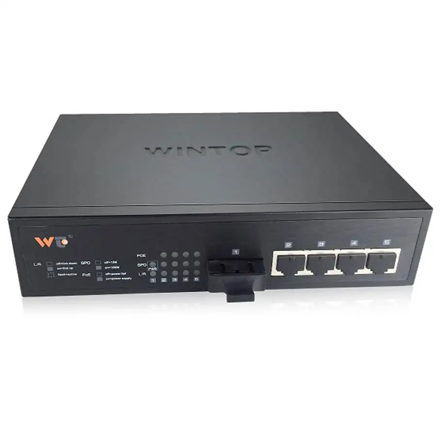 4-port 10/100/1000Base-T+1-port 1000Base-F PoE Switch WINTOP YT-DS106-1GF5GT-AF
