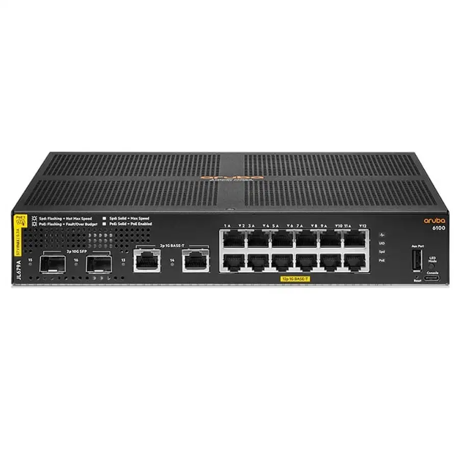 HPE Aruba 6100 12G PoE 2G/2SFP+ 139W Switch JL679A