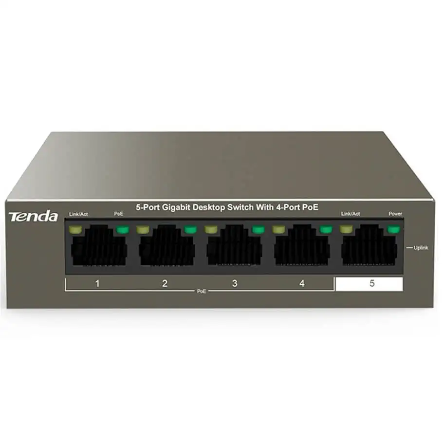 5-Port Gigabit Desktop PoE Switch TENDA TEG1105P-4-63W 1 5-Port Gigabit Desktop PoE Switch TENDA TEG1105P-4-63W
