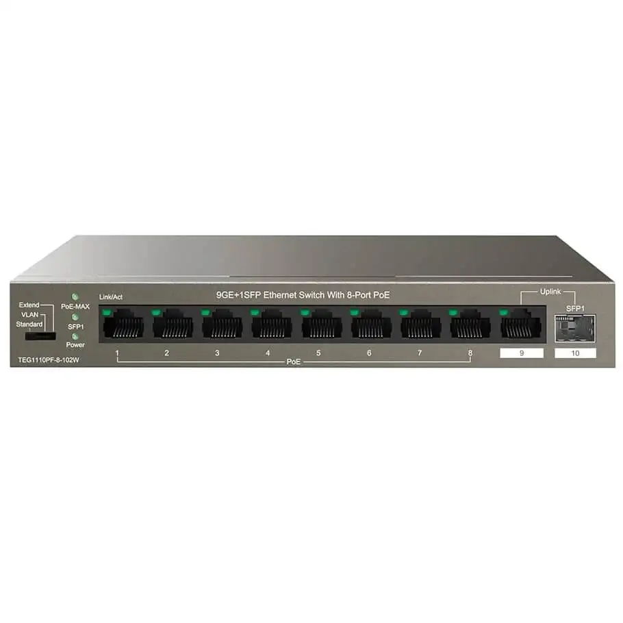 9GE+1SFP Ethernet PoE Switch TENDA TEG1110PF-8-102W 1 9GE+1SFP Ethernet PoE Switch TENDA TEG1110PF-8-102W