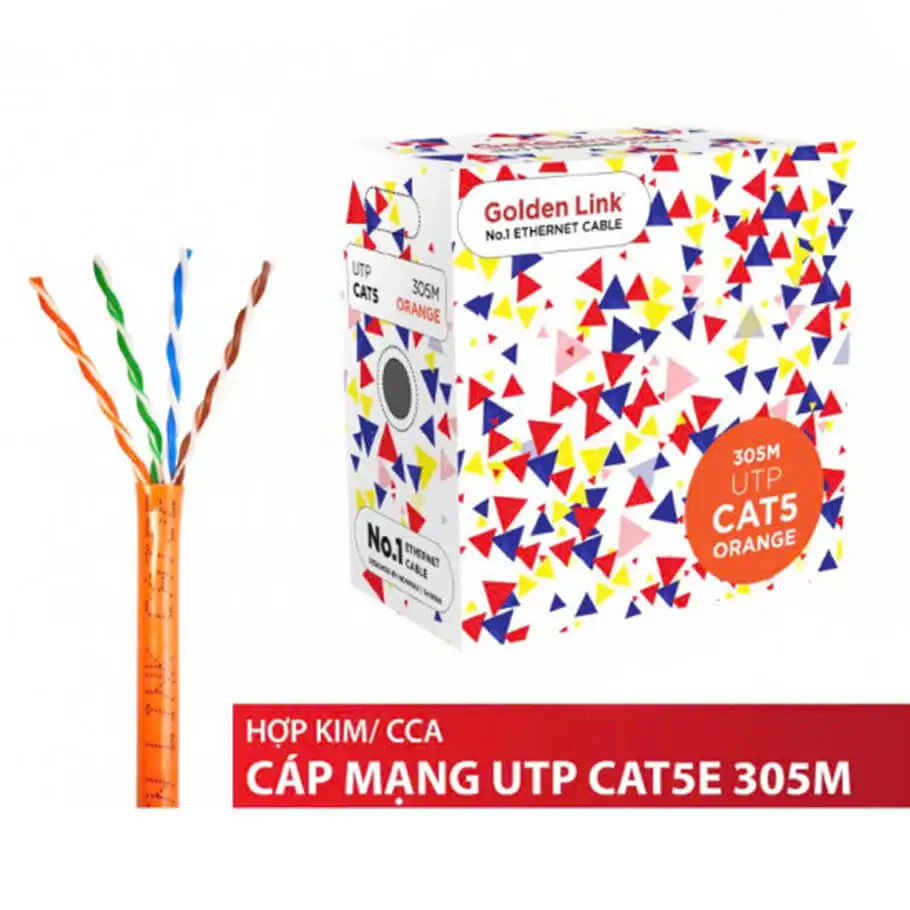 Cáp mạng Golden Link TW1101-1 mẫu mới (305m, Cam) 1 Cáp mạng Golden Link TW1101-1 mẫu mới (305m, Cam)